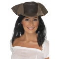 Pirátsky klobúk s vlasmi-hnedý