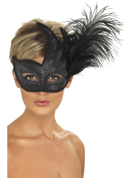 Benátska maska Colombina - čierna