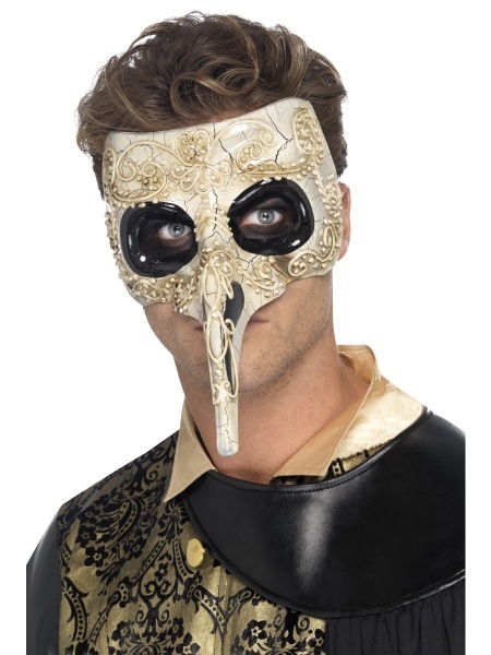 Benátska maska Nos - deluxe krémová