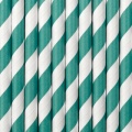 Slamky papierové s tyrkysovými prúžkami - biele