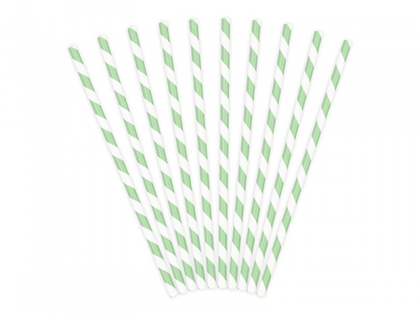 Slamky papierové s pepermintovými prúžkami - biele
