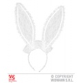 Uši Bunny krajkové - biele